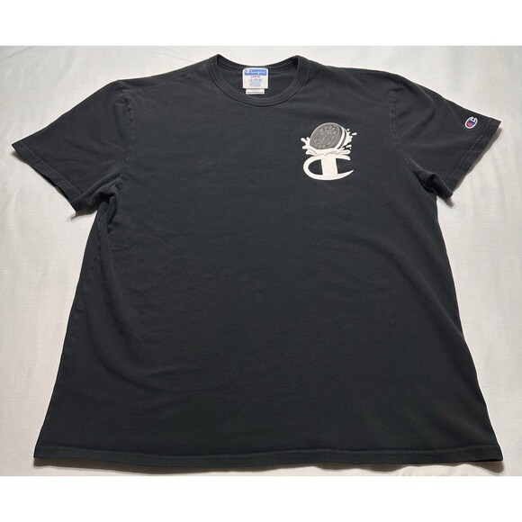 Oreo Champion T-Shirt Mens Large Black Dunk Champion Graphic Collab Oreos Shirt - Picture 4 of 12